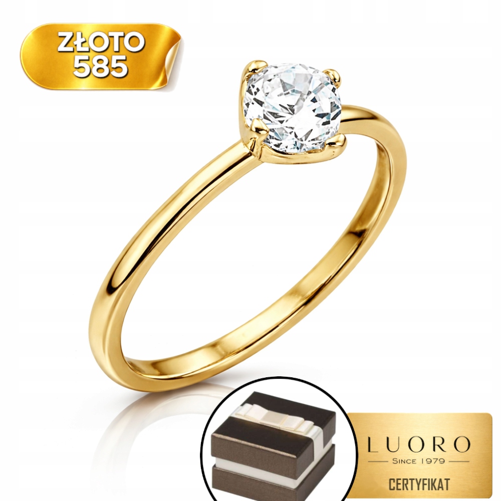 Prstýnek 585 14K S Zirkony, Hladká Elegantní Lišta R12