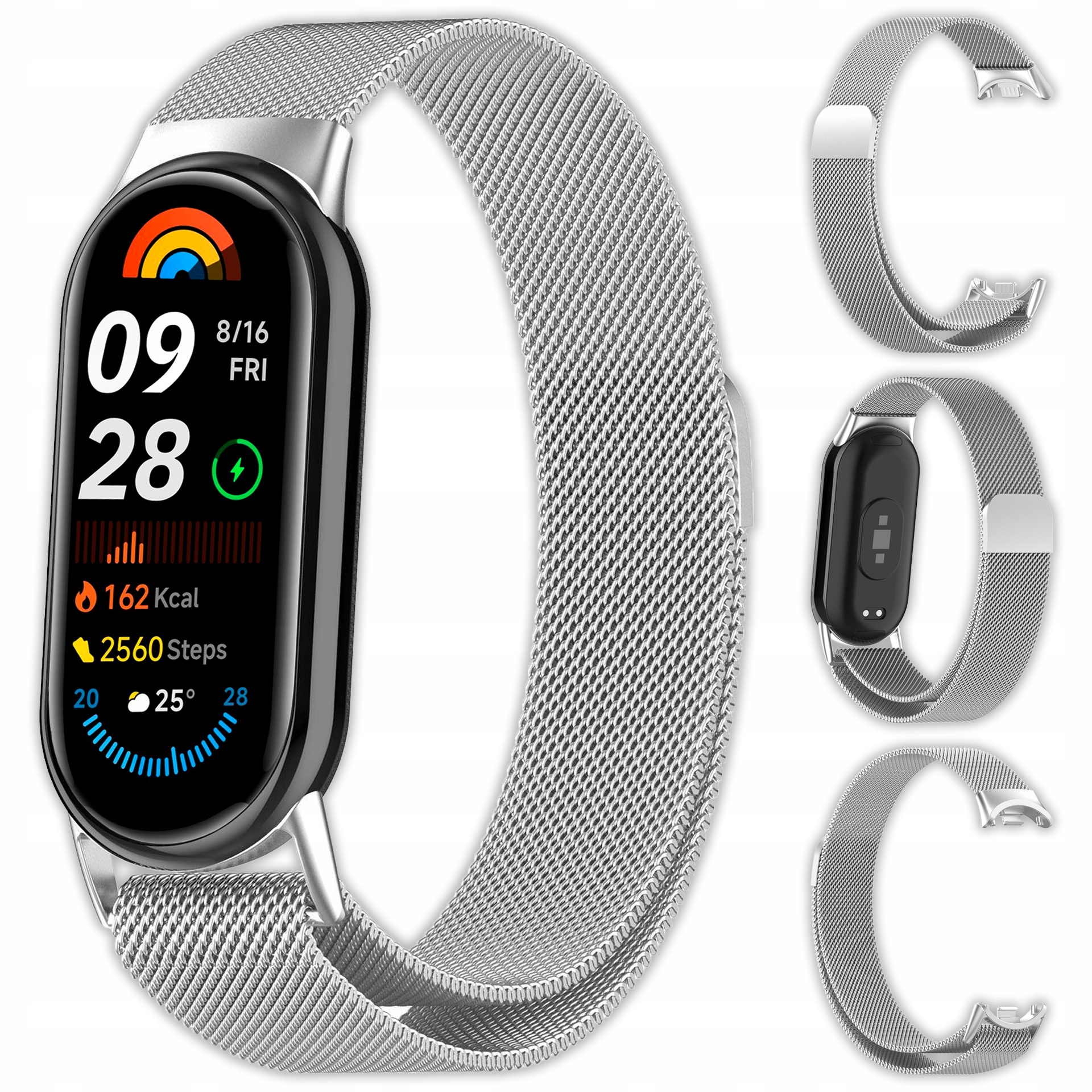 Bransoleta pasek opaska Vanfone do Xiaomi Mi Smart Band 8/9/10, srebrny