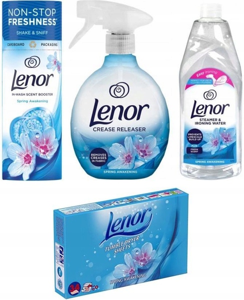 Levně Lenor Sada Spring Awakening Voda Žehlička Sprej Perličky Ubrousky
