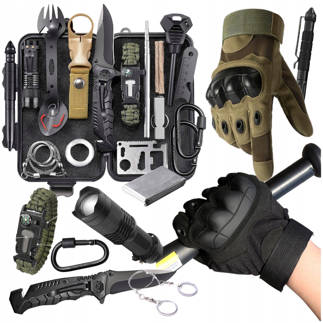 Rękawice Taktyczne Wojskowe Zestaw Survival 32W1