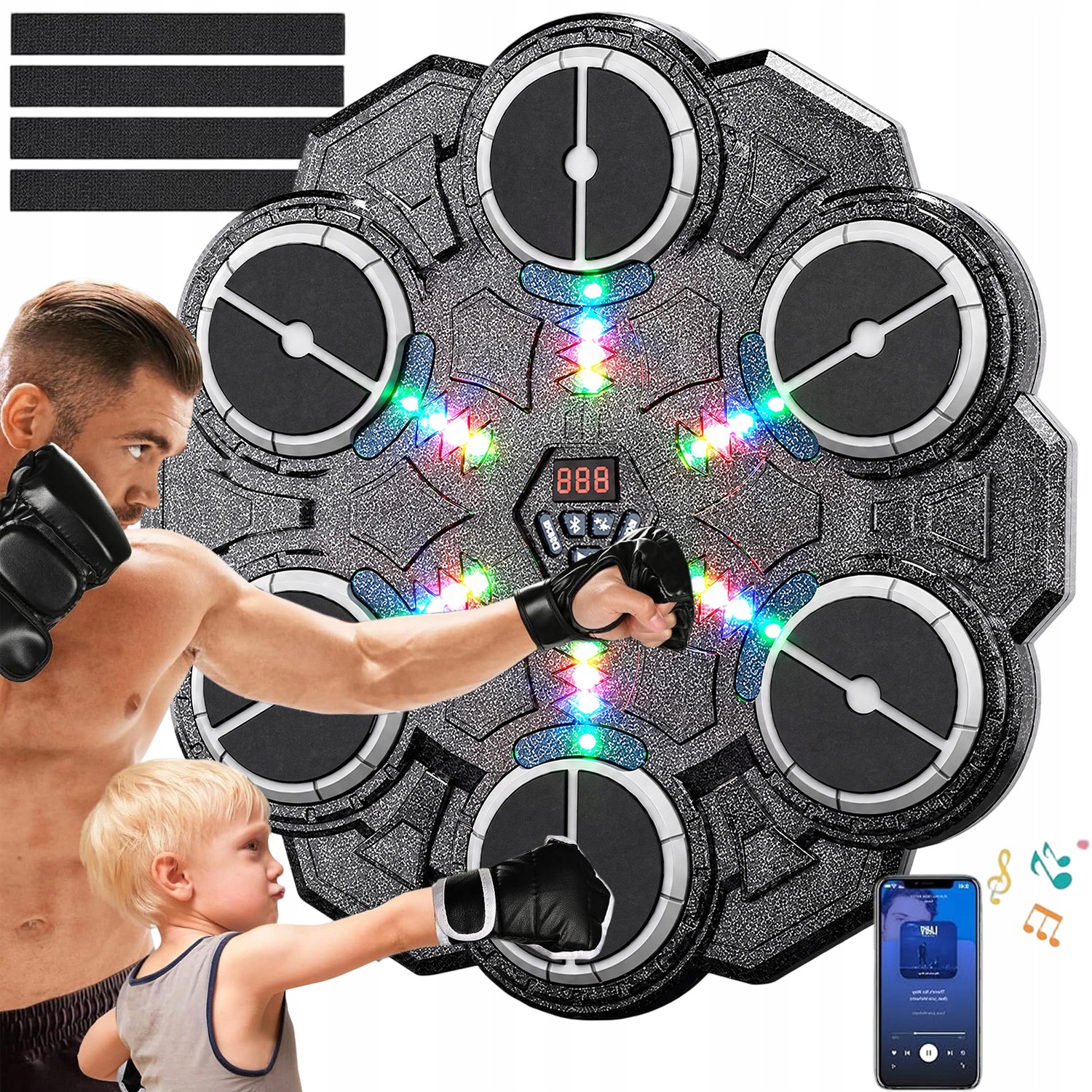 Inteligentní Boxerská Tabule Bluetooth Tréninková Hudební Deska Šedá