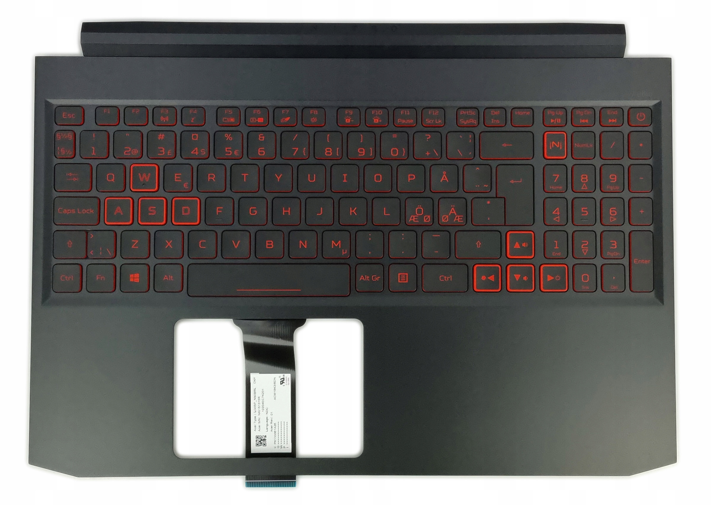 Nová Krytka Klávesnice Acer Nitro 7 AN715-51 GTX1050 GTX1650 Nórska