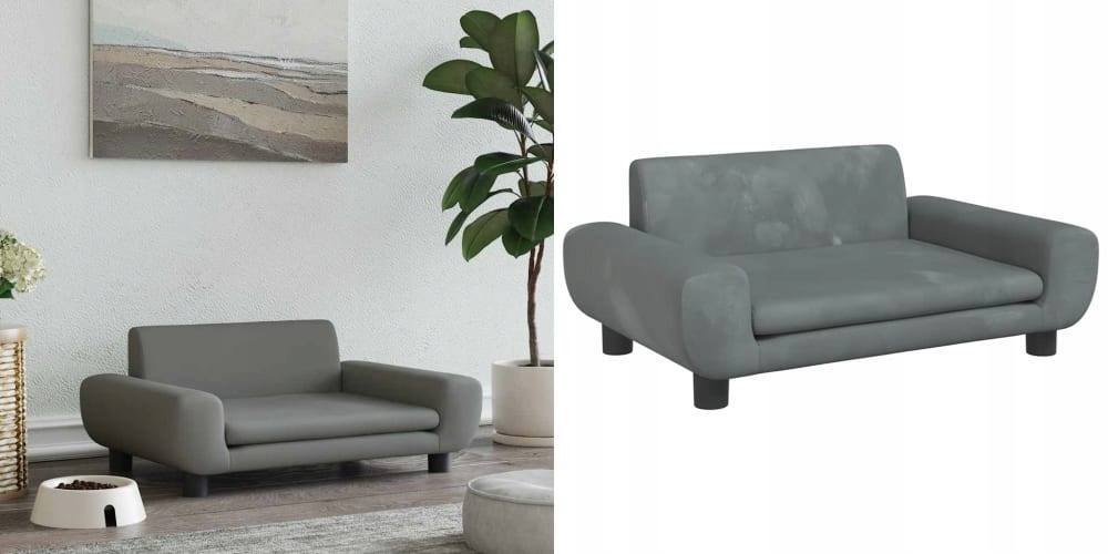 Levně Tmavě šedé Pelíšek pro psa, sametové, 70x45x33 cm