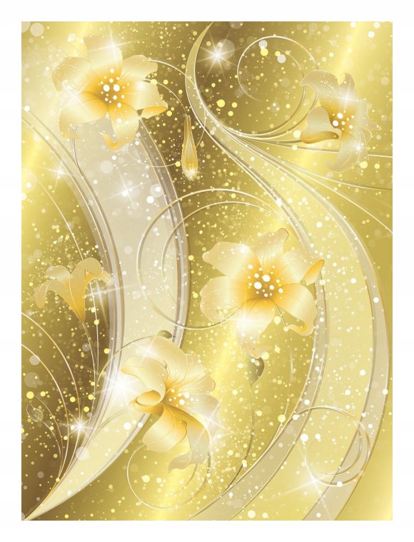 Fototapeta Zlaté lilie Květinový lesk Elegance do obývacího pokoje 206x275 lepidlo