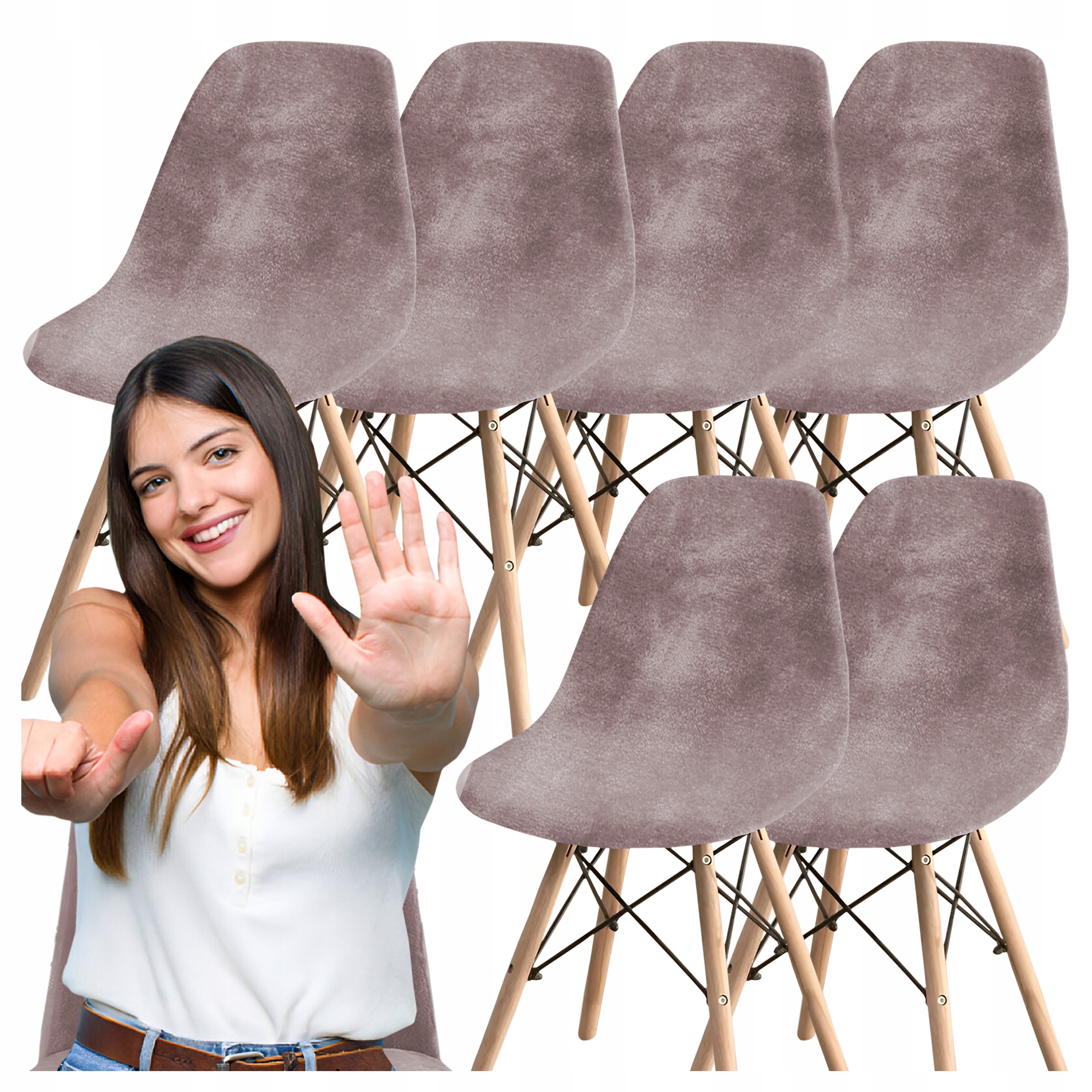 Sada: 6 x velurový potah na skandinávské křeslo, elastický velur