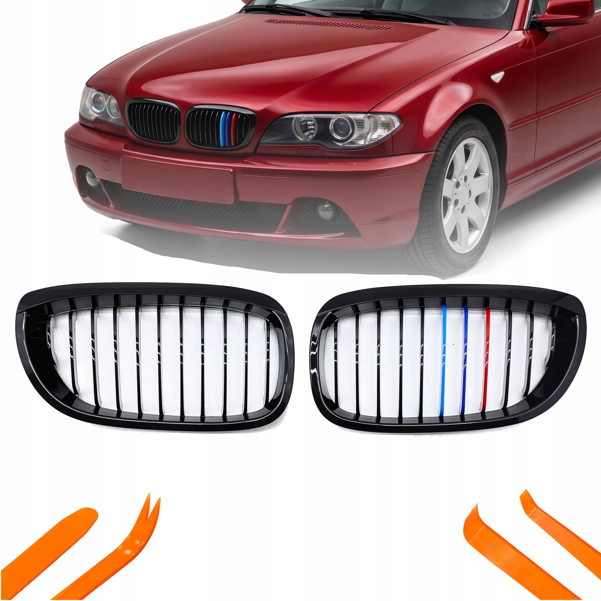 Atrapa Gril Ledvinky Bmw 3 E46 03- Kupé Černá Lesklá Barva M Balení 2 Žebra