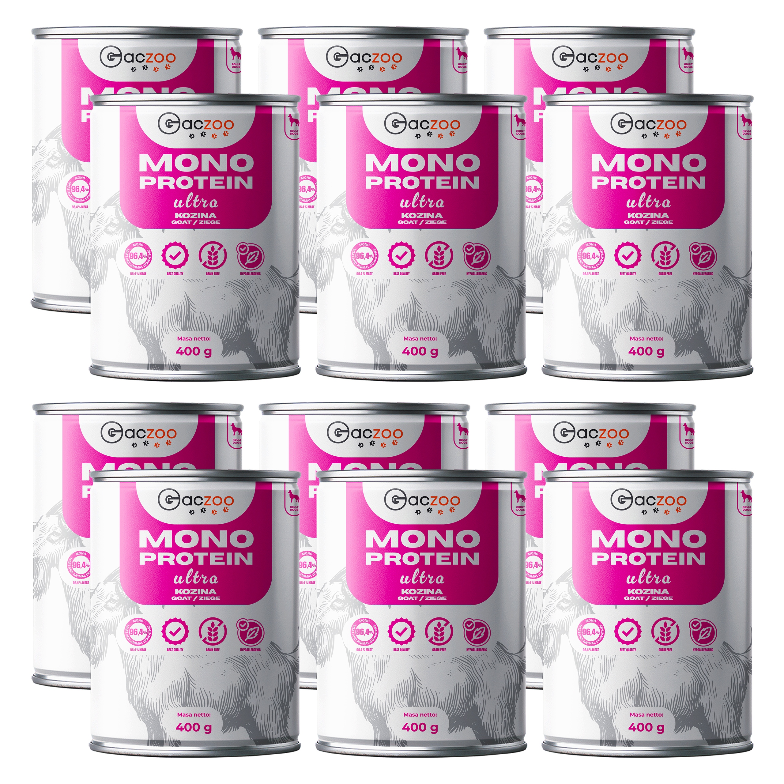 Levně Gaczoo Mono Protein Ultra monoproteinové krmivo pro psy Kozina 12 x 400 g