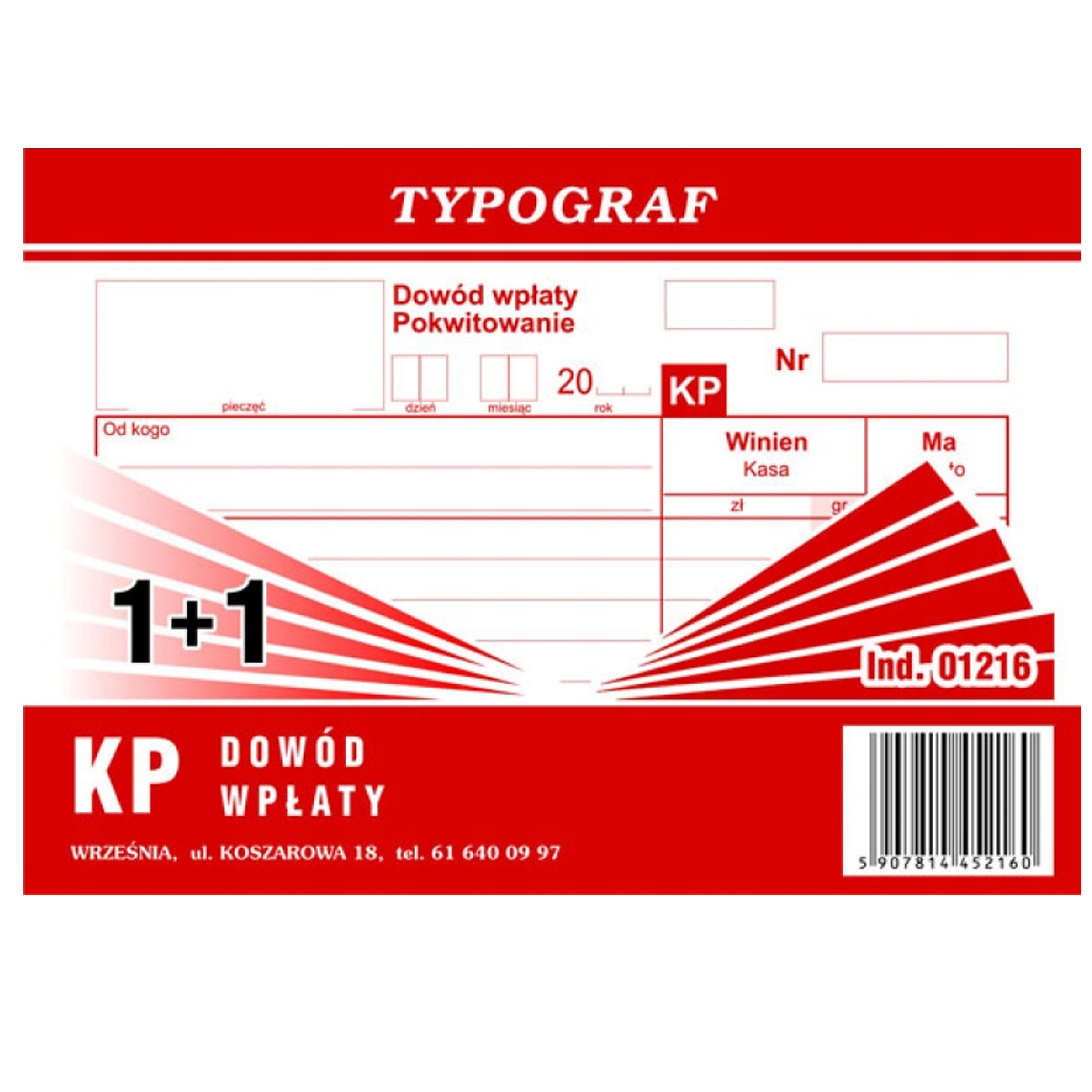 

Druk Dowód Wpłaty Kp A6 Samokopiujący 60 Kartek