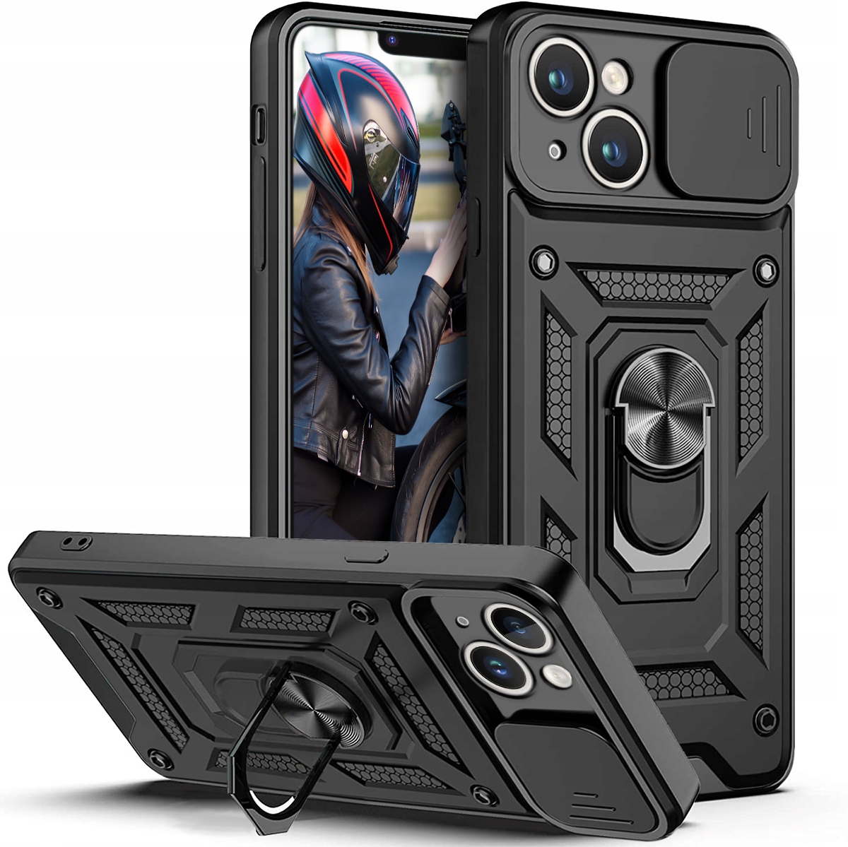 

Etui do iPhone 14 Plus Pancerne Slide Ring Szkło