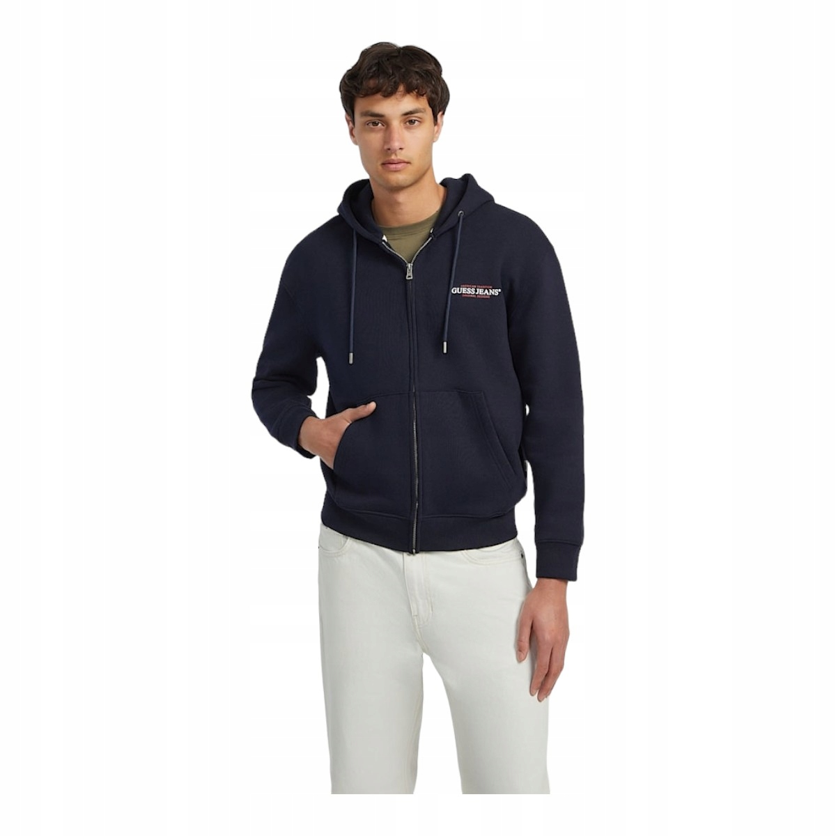 Guess Pánská Mikina S Kapucí Gj Zip Hood Reg Am Tmavě Modrá r.XL