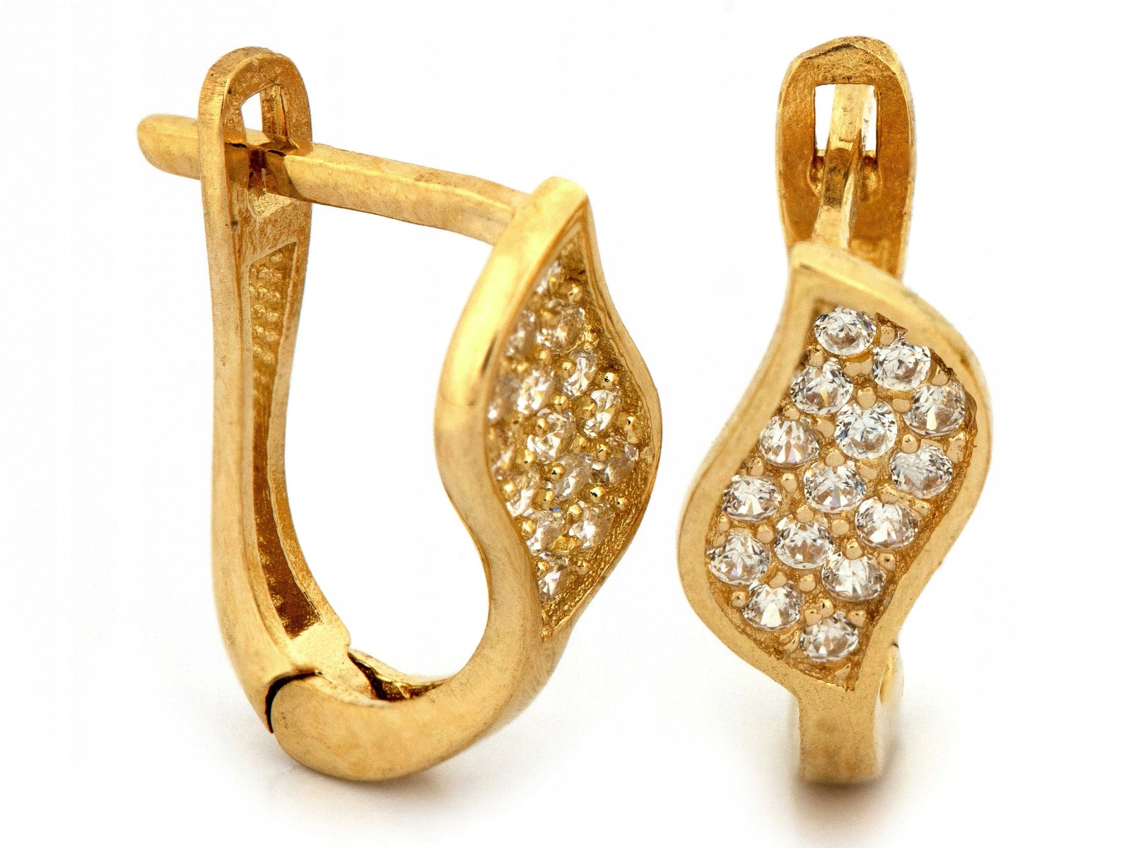 Náušnice zlaté pro ženu 585 se zirkonem a anglickým zapínáním 1.45g 14k