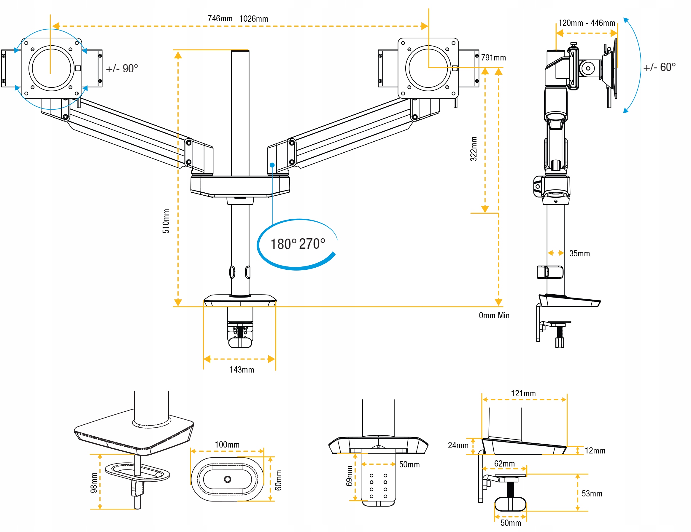 Uchwyt Ramię Regulowane Na Monitory LCD Fellowes Model TALLO Modular 2MS Fellowes