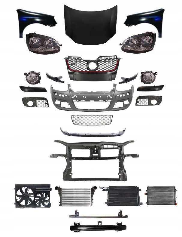 VW GOLF 5 V GTI KOMPLETNY PRZÓD MASKA PAS ZDERZAK