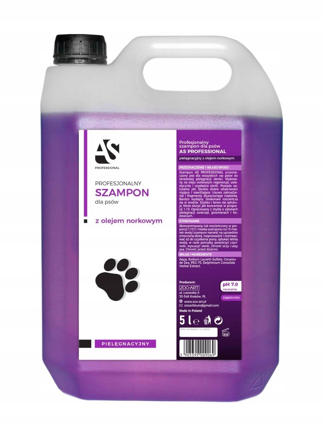 Šampon pro psy Regenerační As Professional s Norkovým Olejem 5000 ml