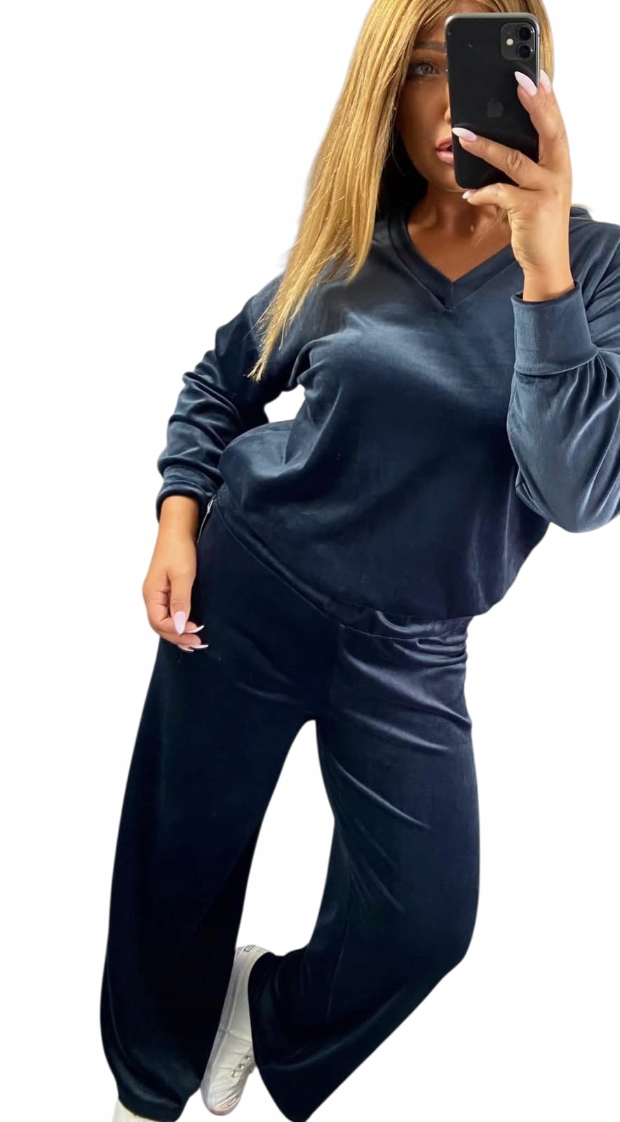 Z934 Teplákovka Velurový Hladký Tmavě Modrý vel. 50 (5XL)