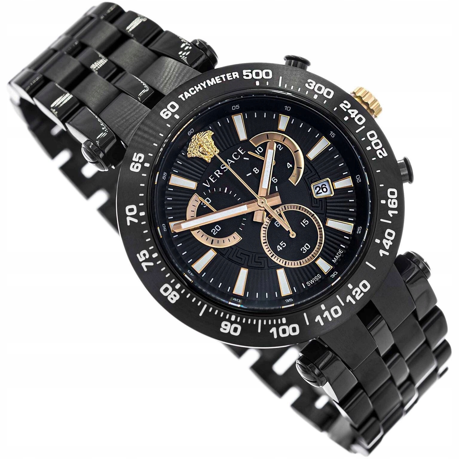 Pánské Hodinky Versace VEJB00722 Bold Chrono Černé Na Náramku Datumovka