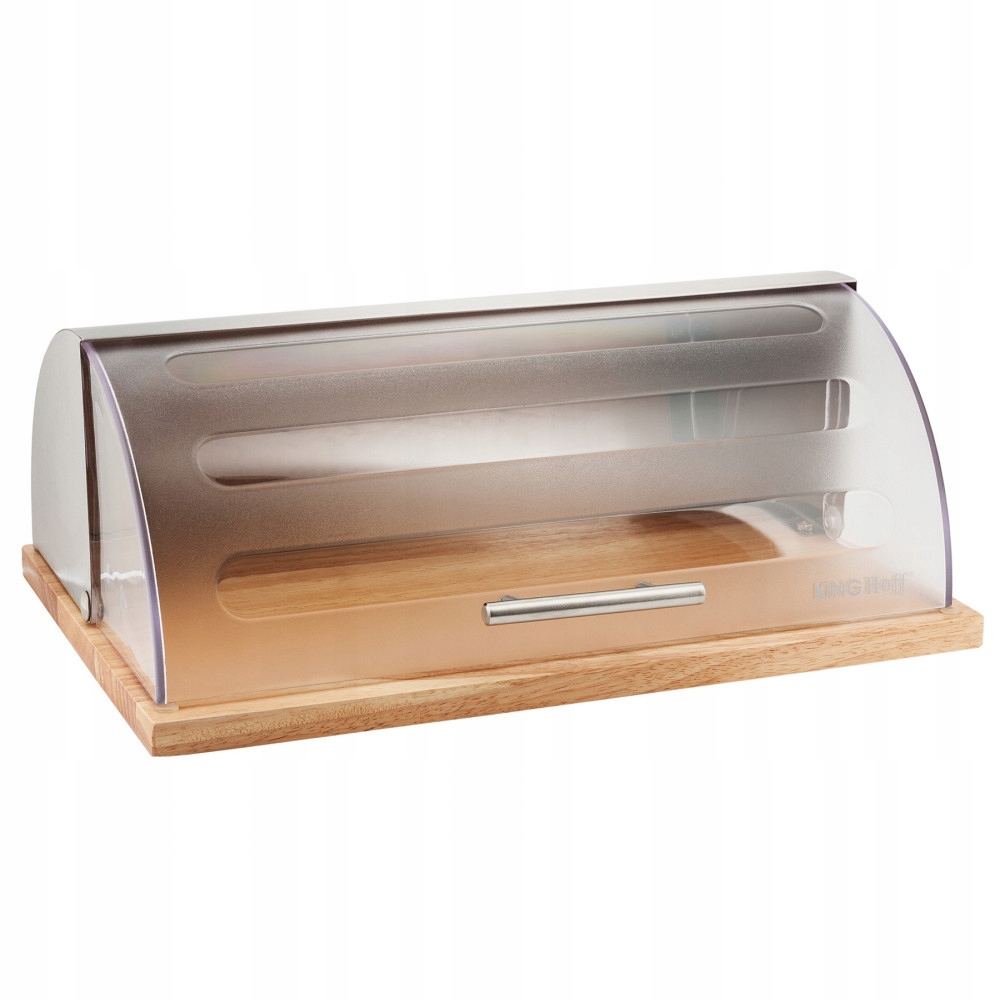 Chlebak drewniany przezroczysty pojemnik na pieczywo chrupkie deska Kolor odcienie brązu i beżu