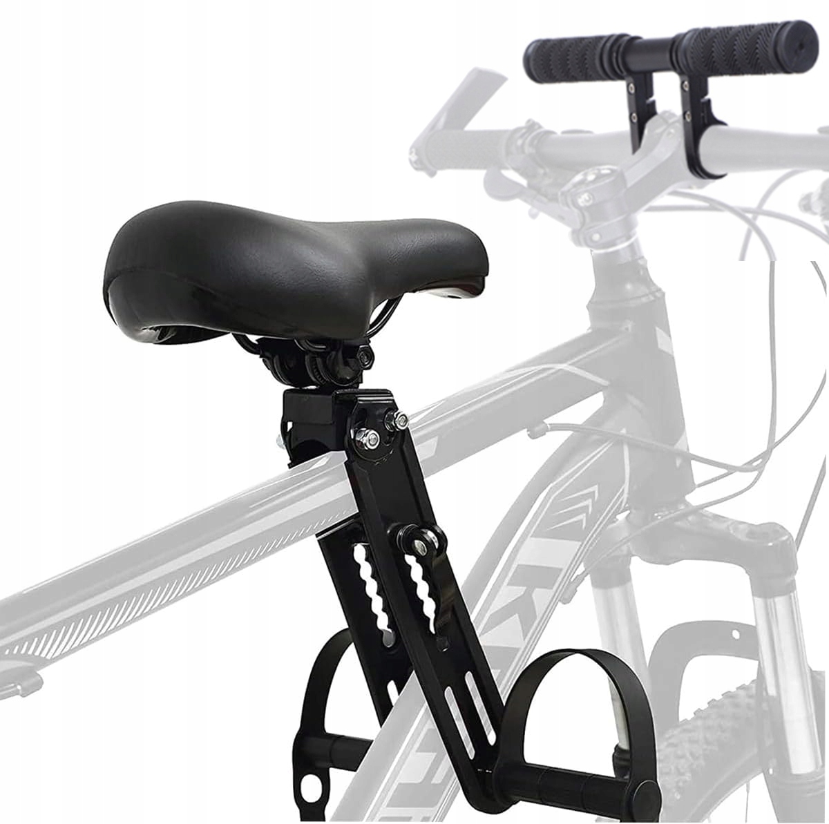 Dětská Cyklistická Sedačka Na Přední Rám Bezpečné Sedlo Černá