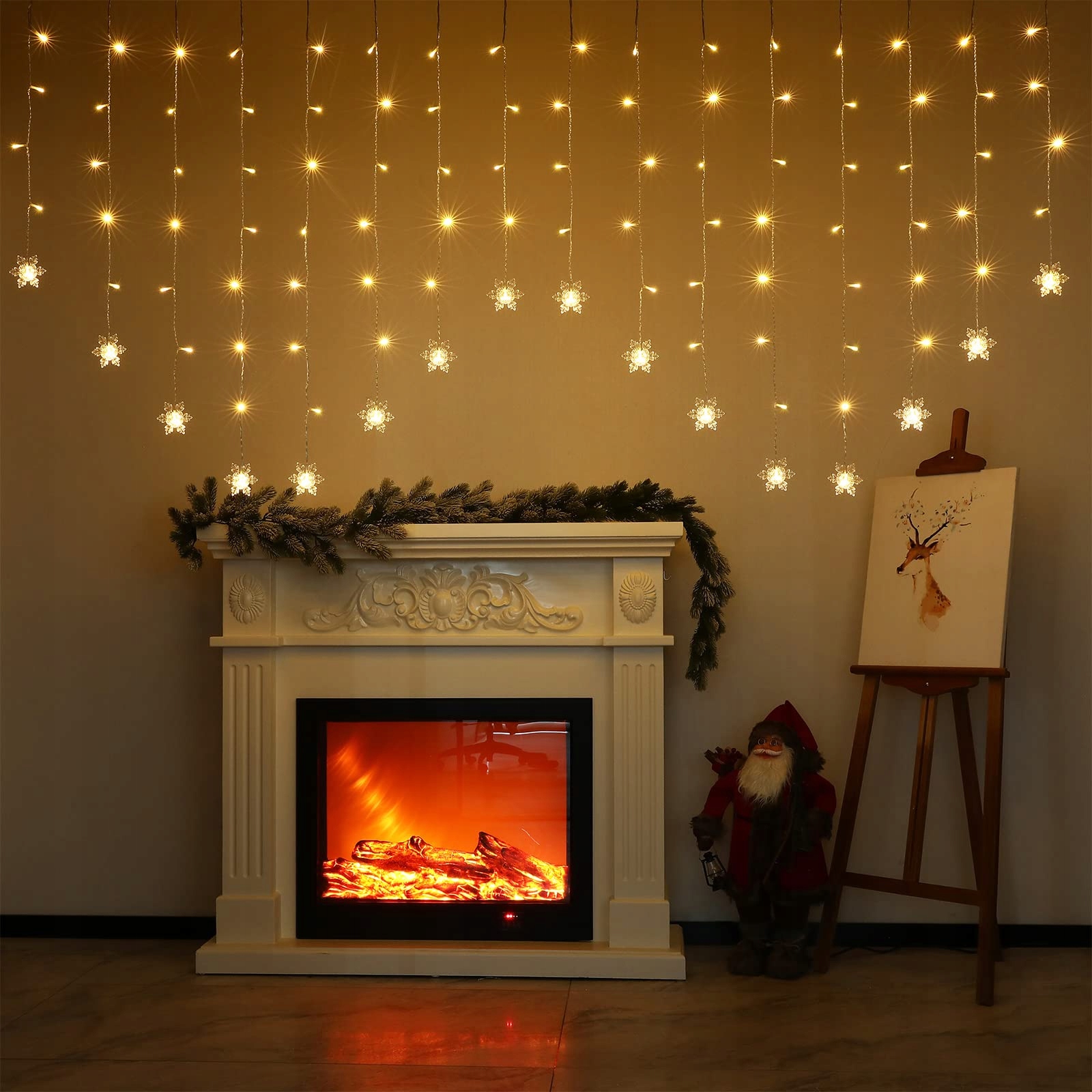 BLOOMWIN Kurtyna Girlanda Świetlna Świąteczne Lampki 2x1M 104LED IP44 — miniatura 9