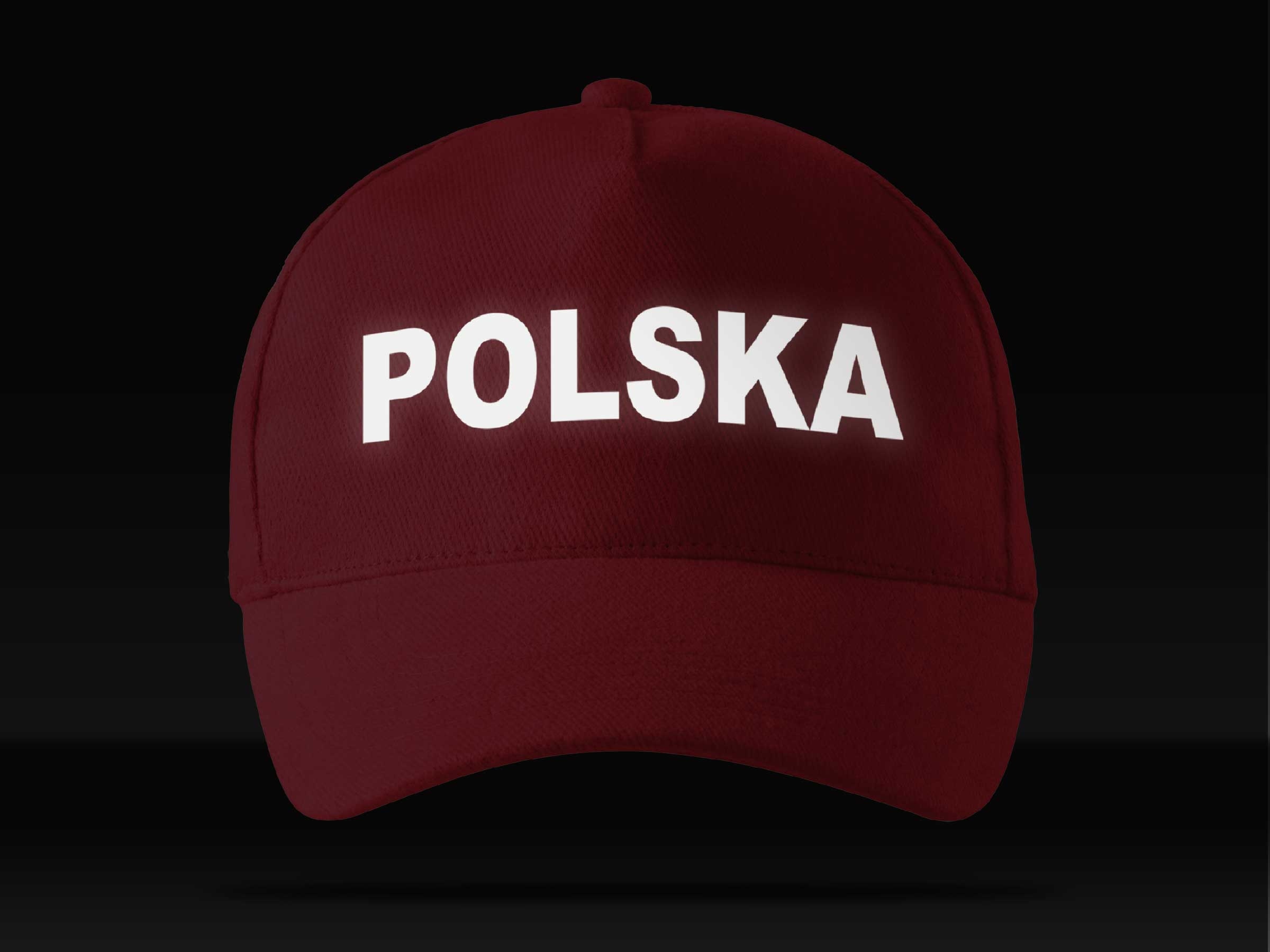 WIDOCZNA ODBLASKOWA CZAPKA Z DASZKIEM NAPIS POLSKA Kolekcja CZAPKA