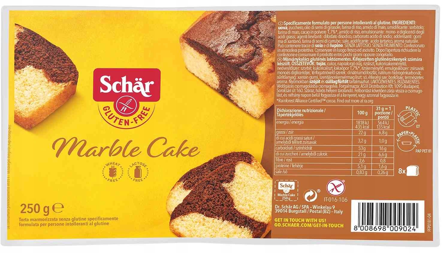 Levně 3x Schar Marmorkuchen – kakaové těsto Bez Lepku 250 g