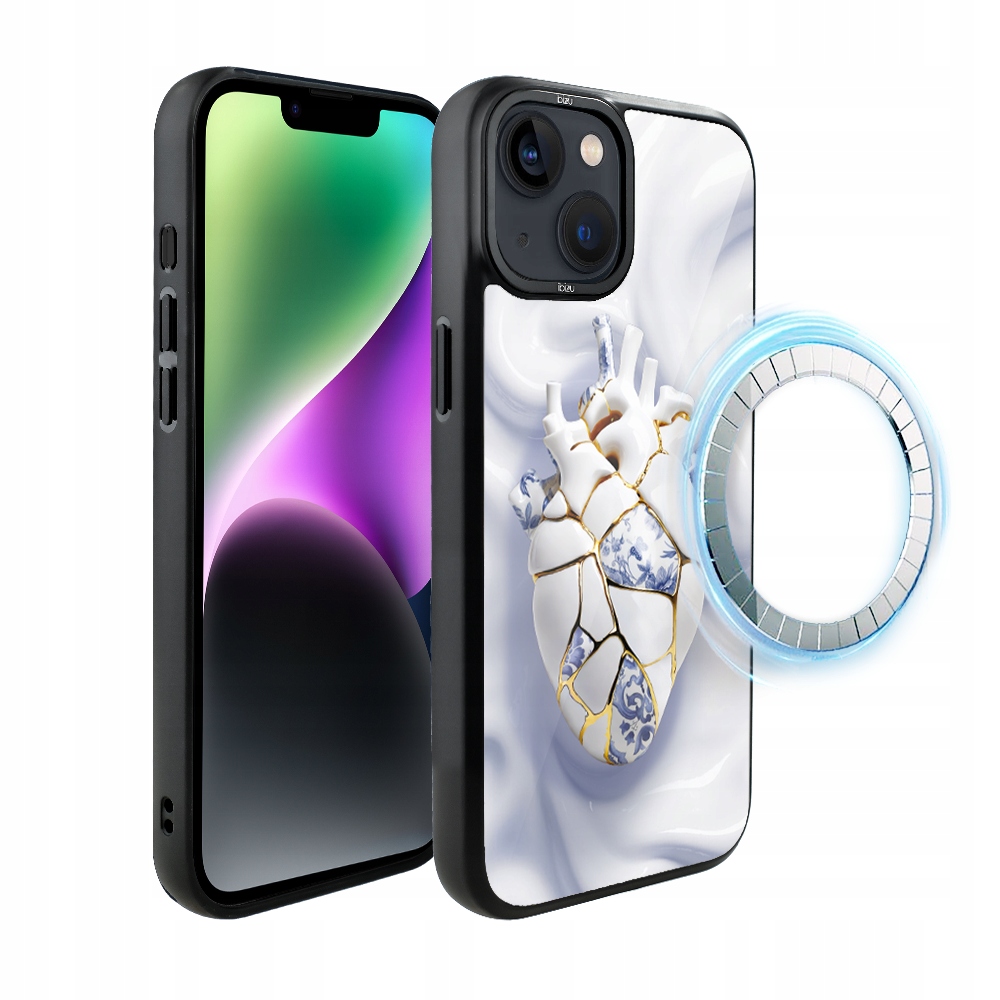 Pouzdro pro iPhone 14 Ibizu DropGuard Matt s MagSafe, porcelánové srdce