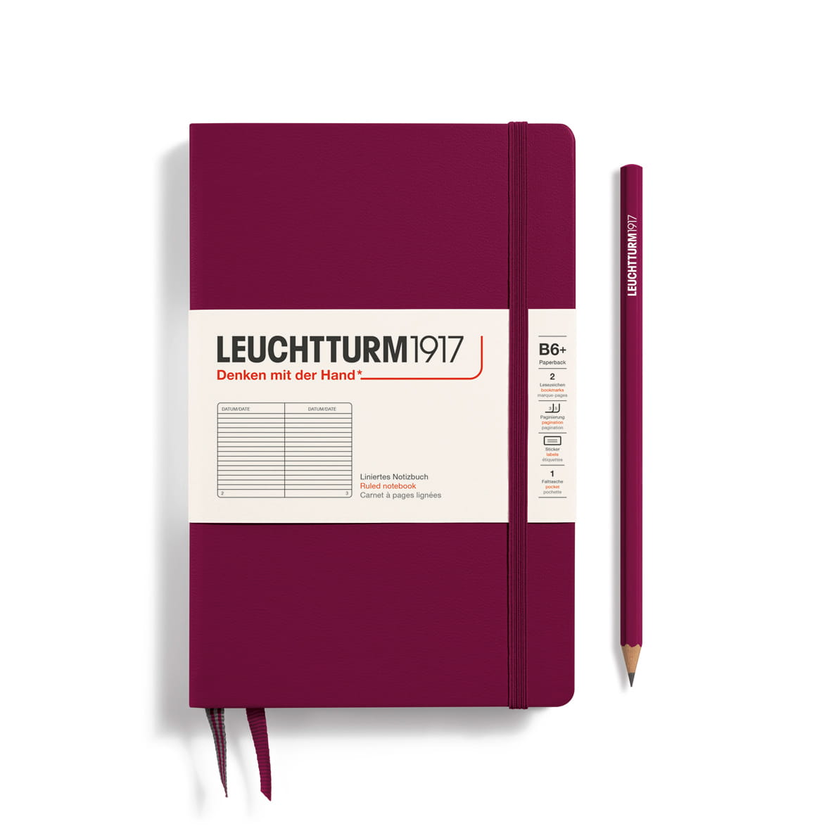 Notatnik Leuchtturm1917 Paperback B6+, Twarda Oprawa, Linie, Bordowy