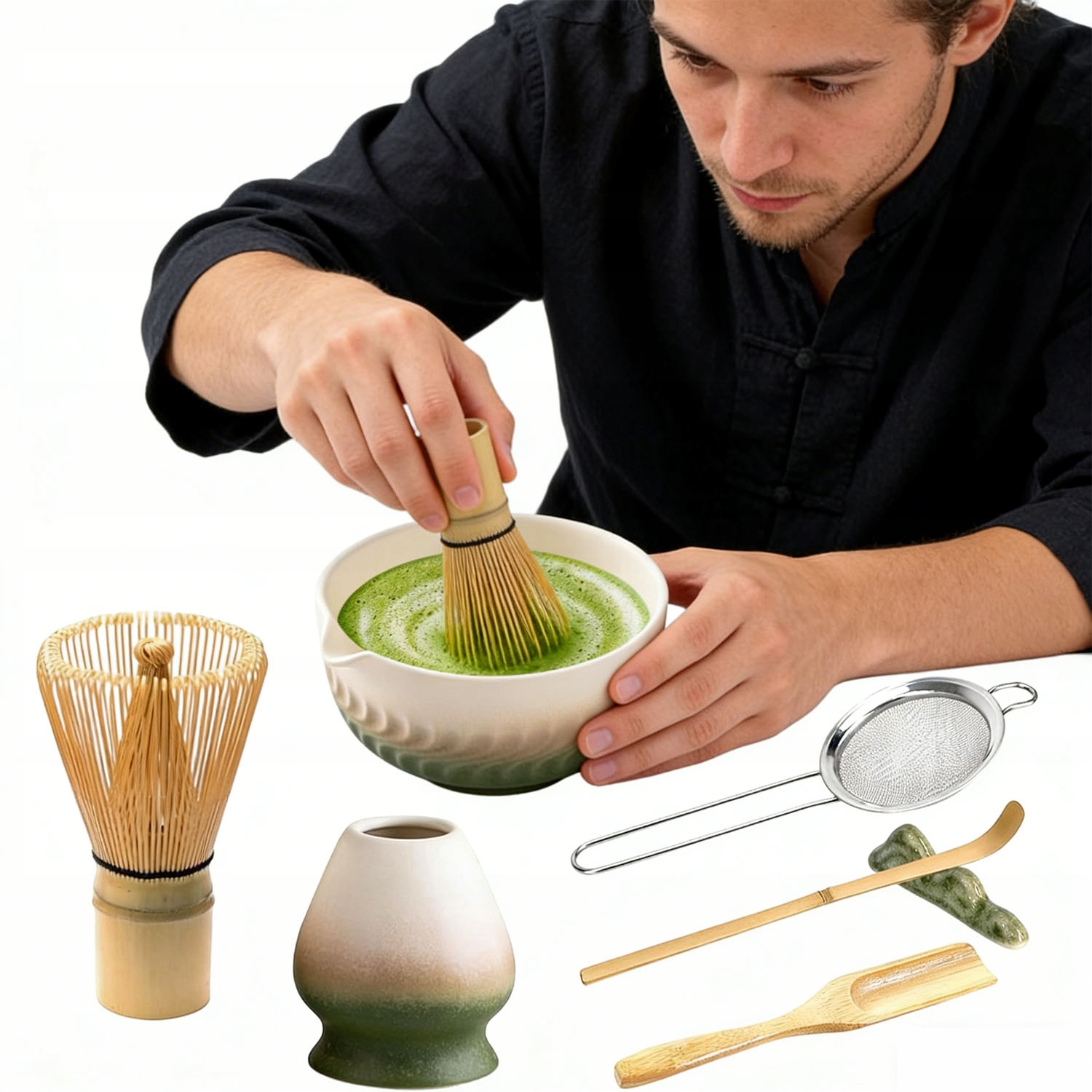 Zestaw Do Robienia Matcha 7-CZĘŚCIOWY Zestaw Prezentowy Do Herbaty Macha