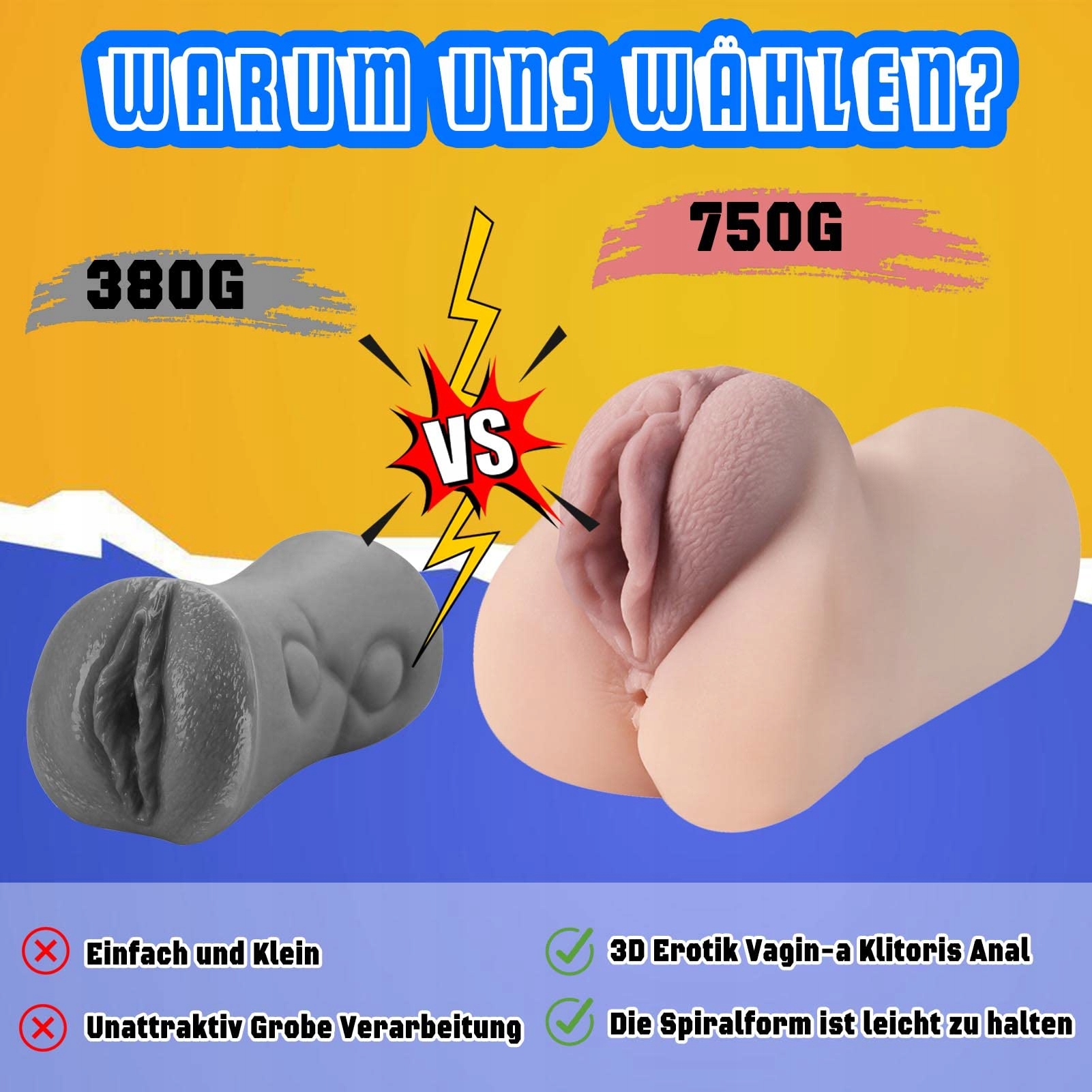 HBTTFR Masturbator 2w1 Dla Mężczyzn Kompaktowy 3D Vagina Klitoris 750G — miniatura 4