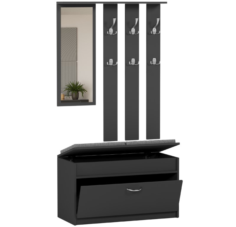 Garderoba wieszak szafka na buty lustro antracyt V-3 Producent