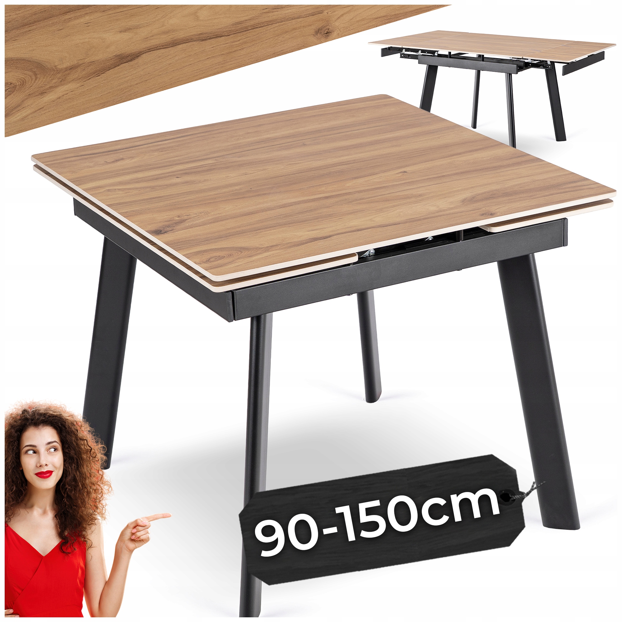Jídelní stůl Keramický rozkládací kuchyňský stůl do obývacího pokoje Dub Lares 90-150 cm