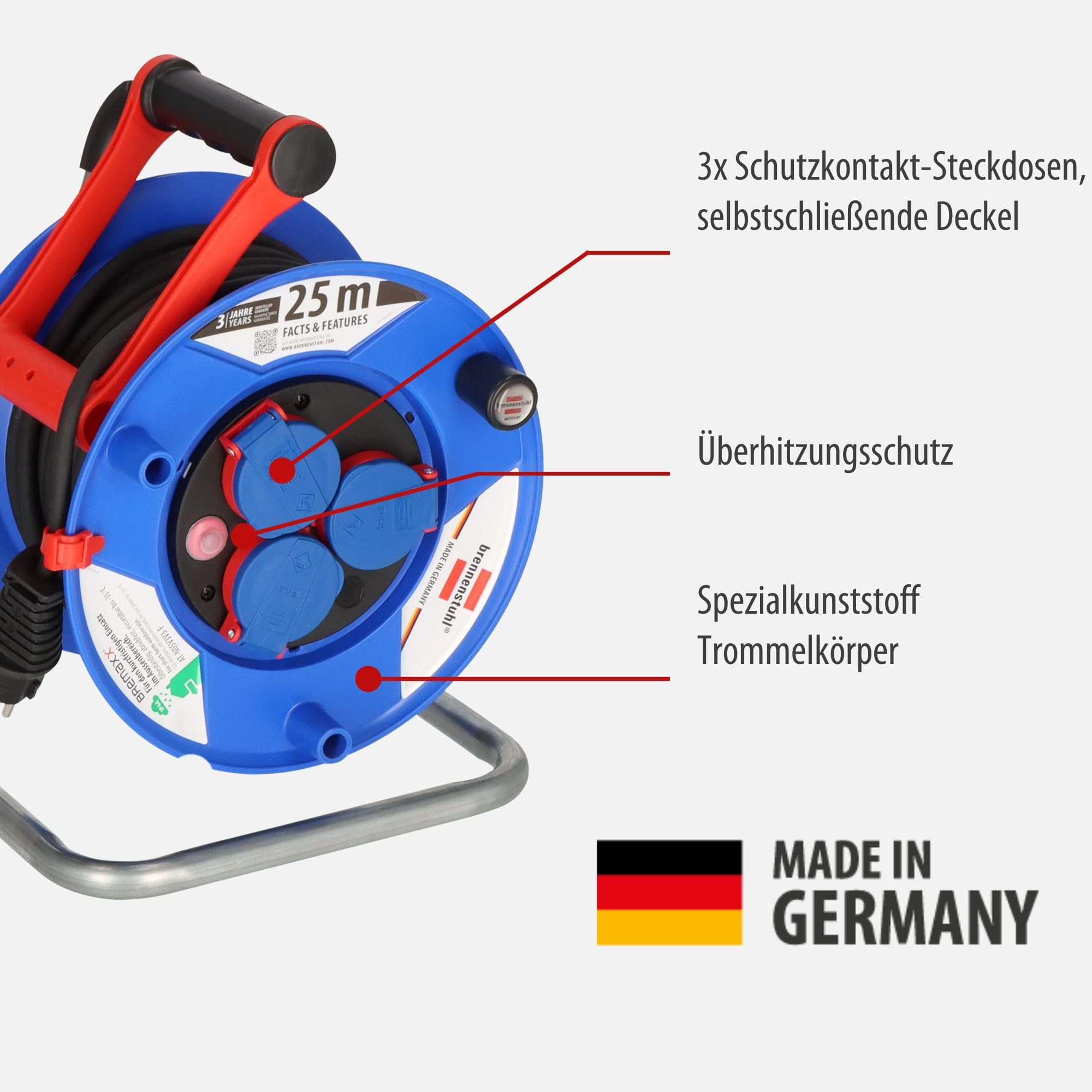 BRENNENSTUHL Kabeltrommel 25m Do Użytku Zewnętrznego IP44 Plastik — miniatura 2