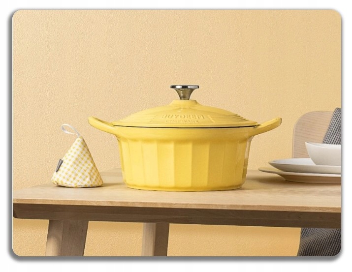 BUYDEEM Emaliowane naczynie żeliwne 3,9L, CP551, Mellow Yellow — 9