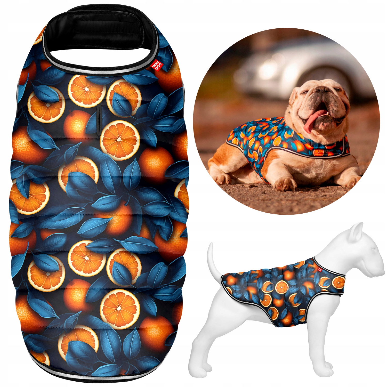 Levně Obleček Bunda pláštěnka pro psa, rychlé sundání, Pomeranče, velikost Xs