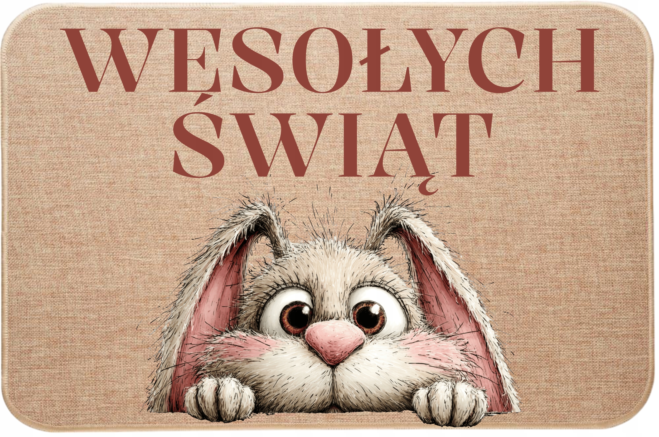 Lněná rohožka s potiskem Velikonoční zajíček Veselé Vánoce