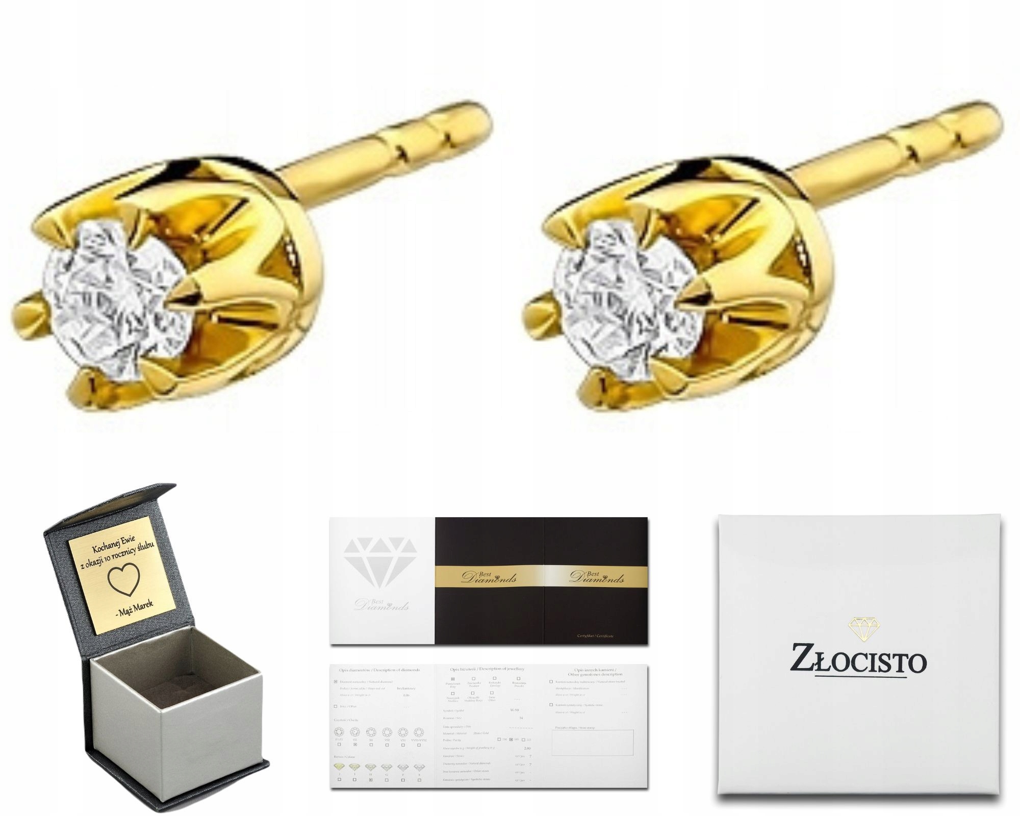 Zlaté Náušnice S Brilianty 0,16 Ct Šroubovací Tyčinky