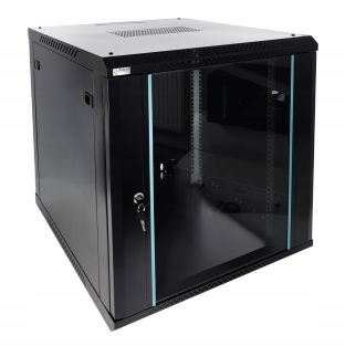 Szafa rack Pulsar 19" 12U/600x600mm drzwi szklane, wisząca,czarna RWA1266-B