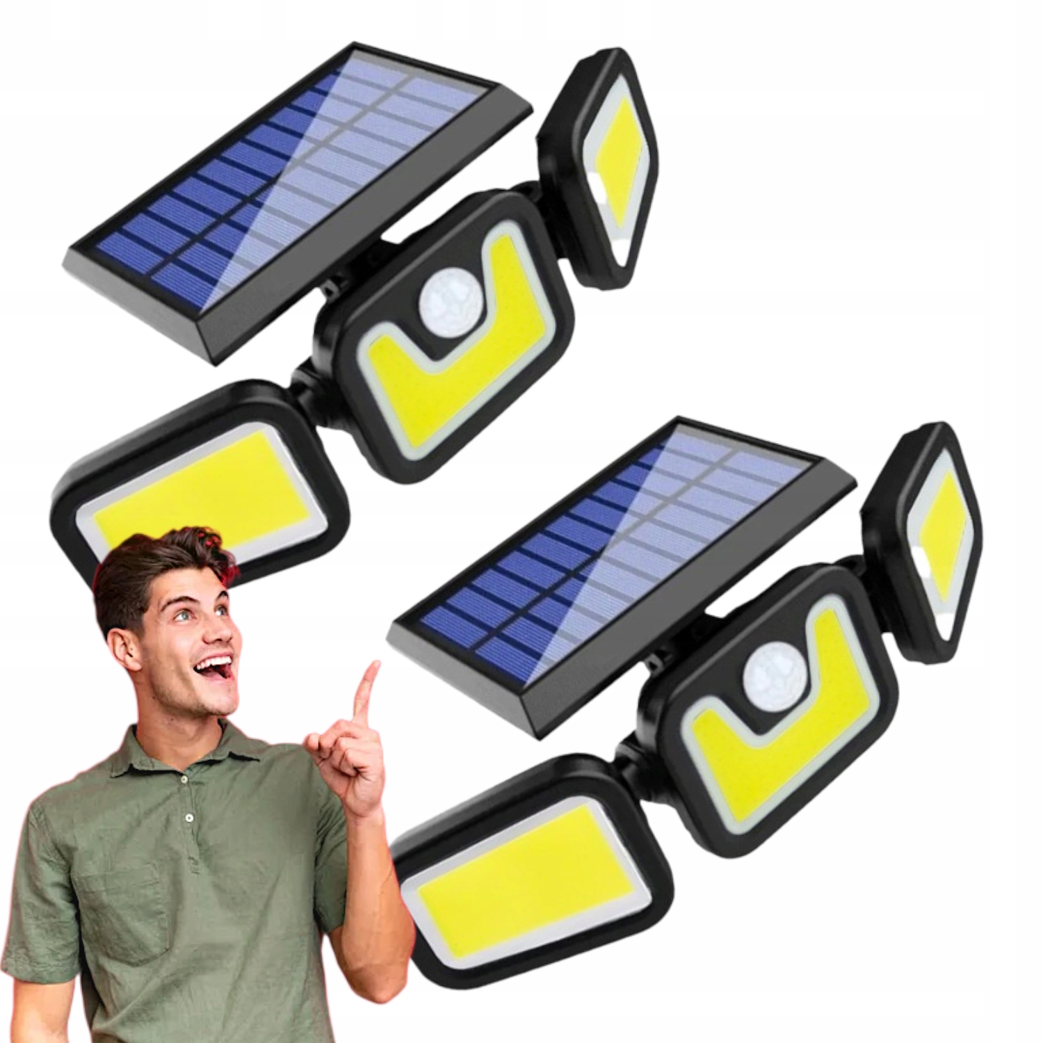 2x Solární Lampa Halogenová Led lampa Snímač pohybu soumraku Solární IP65