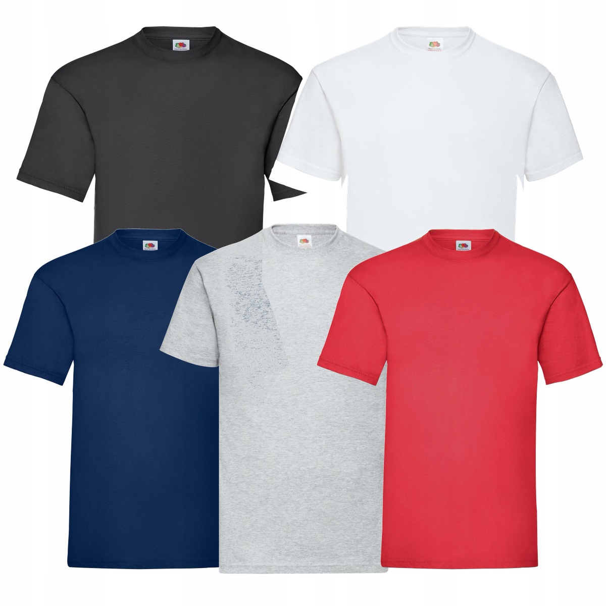 5x Pánské tričko Černobílé Tmavě Modré Fruit of the Loom Valueweight XL