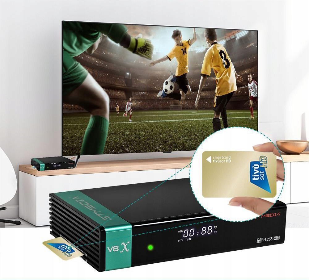 Dekoder Freesat GTMedia V8X Cccam Oscam YouTube Dysk nie
