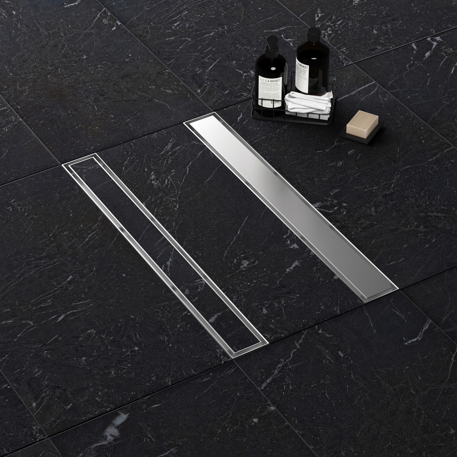 AQUAUNO 2w1 ODPŁYW LINIOWY 60 cm NISKI SYFON STAL WYSOKA PRZEPUSTOWOŚĆ Głębokość 52 mm