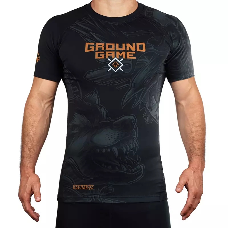 Rychleschnoucí sportovní tričko Rashguard pro muže „ragnarok“ černé r.XL