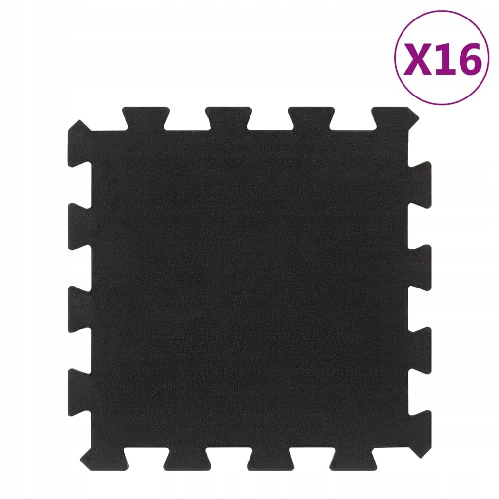 VidaXL Podłogowe maty gumowe, 16 szt., czarne, 16 mm, 30x30 cm