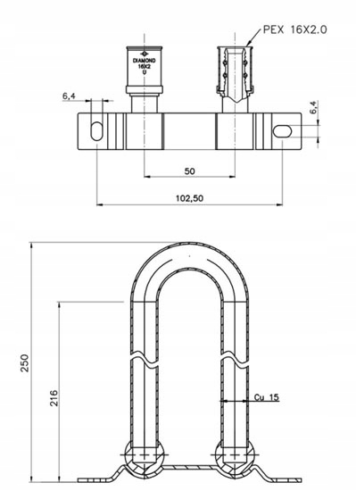 ZESPÓŁ KOLAN Z MOCOWANIEM Z RURKĄ Cu pex U 769 EAN (GTIN) 5907547684968