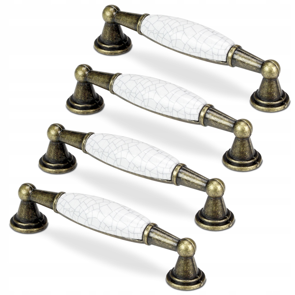 

4 x Uchwyt Do Szafki Kuchennej Porcelanowy Retro