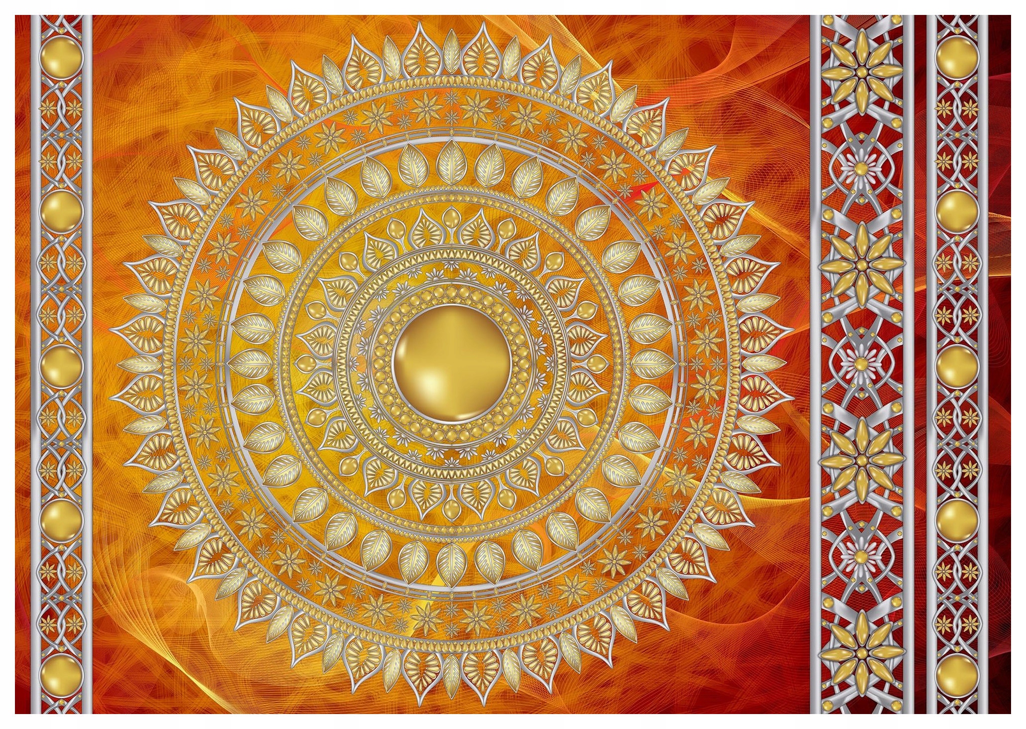Fototapeta Mandala zlato oranžová vinylová harmónia 254x184 lepidlo