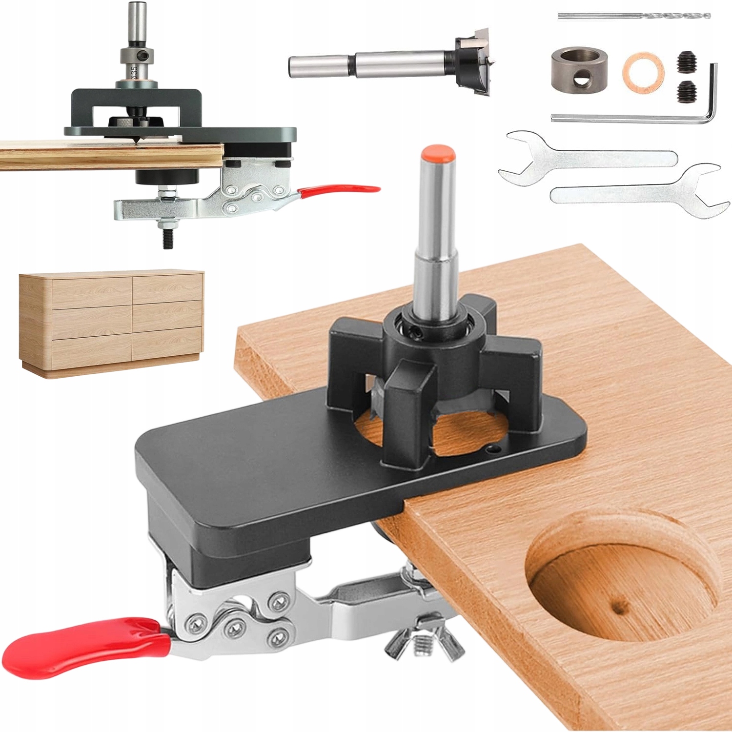 Šablona Pro Otvory Pro Závěsy, Frézy Truhláře, Montáž Pod Nábytkový Závěs