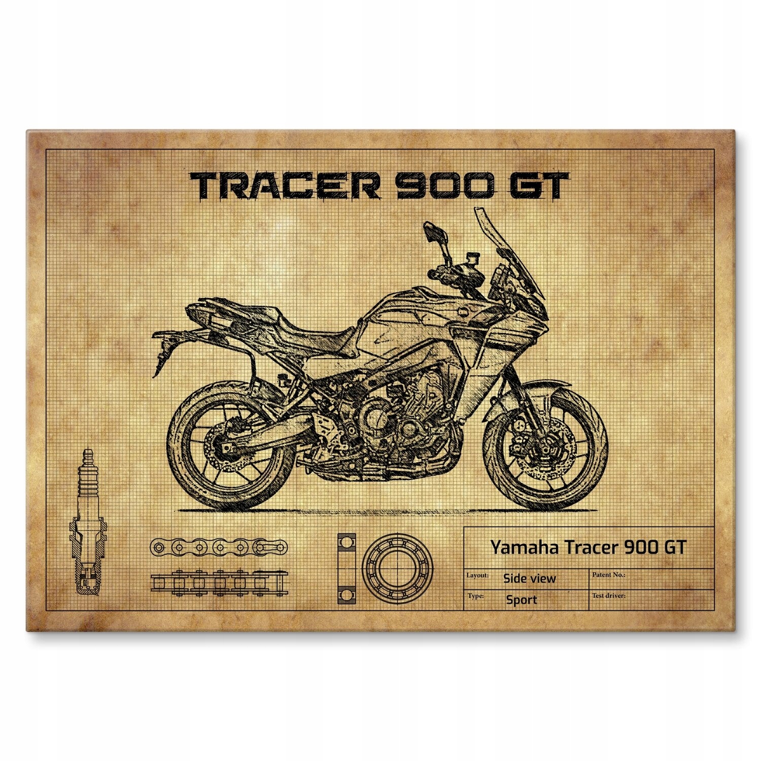 Kovový plakát Yamaha Tracer 900 Gt Szyld Plech 42 x 59,4 cm Dárek!