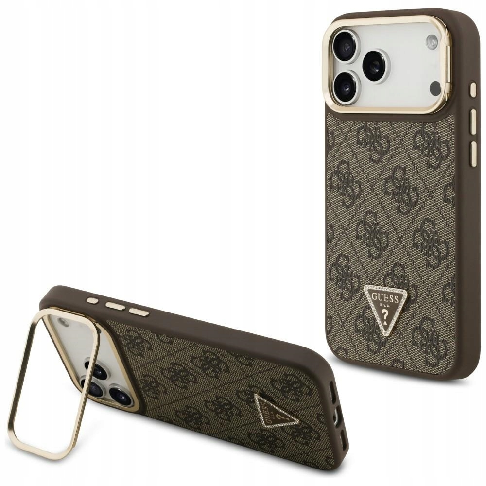 Guess Hardcase 4G Triangle MagSafe Camera etui do iPhone'a 17 brązowe