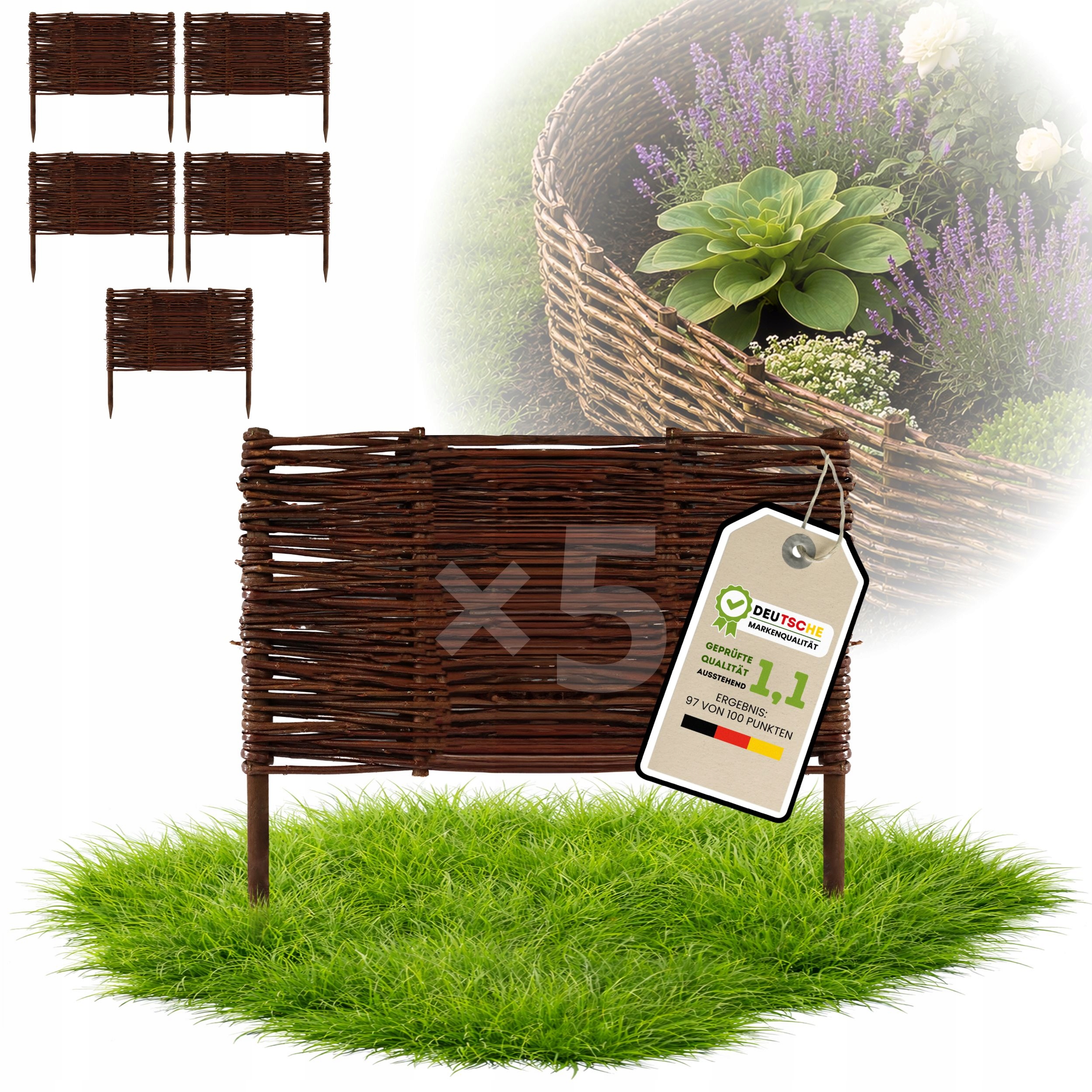 5 kusů Palisáda, plot trávníkový lem 40/50 cm Výrobce